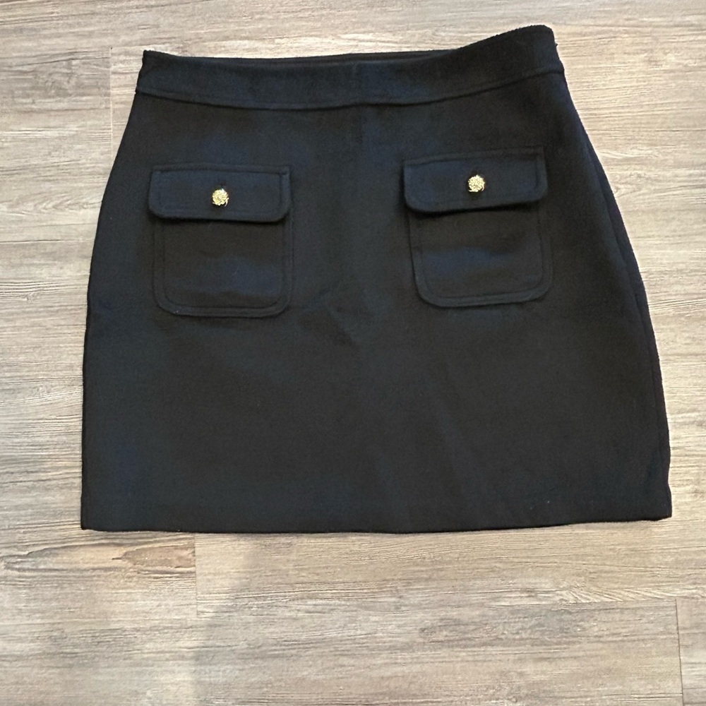 LOFT Black Pencil Skirt with Gold Buttons